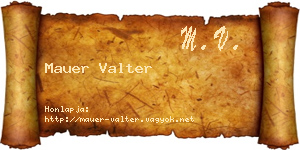 Mauer Valter névjegykártya
